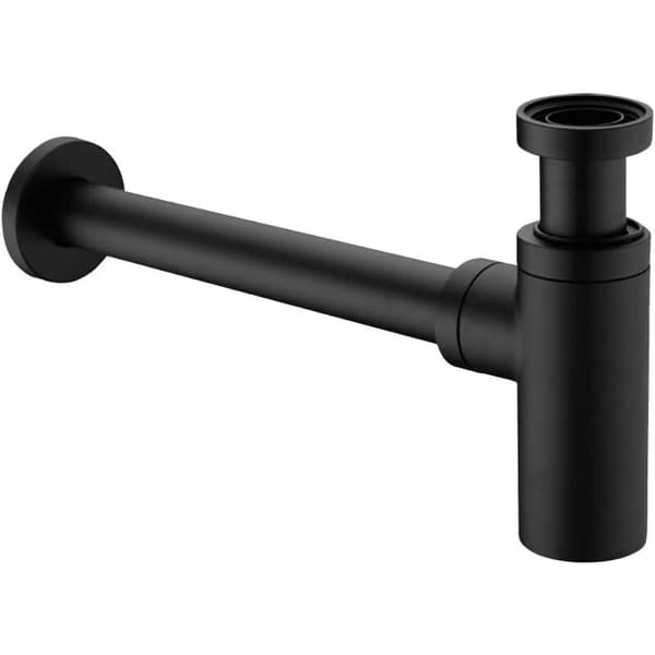Universal Vask Sifon, 1 1/4 x 32mm, Justerbar Lugtfælde, Mat Sort