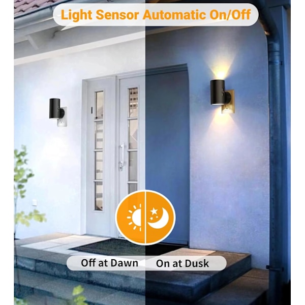 2-pack LED night light with plug - twilight sensor, adjustable 5-300 lm, warm white, dimmable for kitchen and h 2pc black