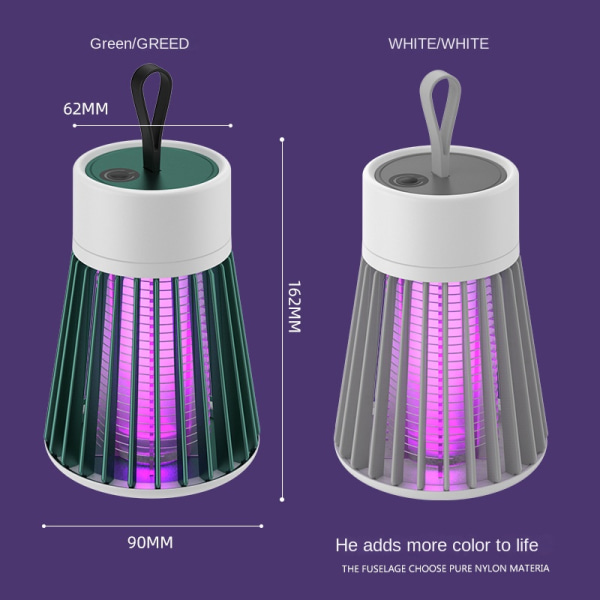 Myggedræberlampe Lav støj Lav stråling USB-opladning Multifunktionel bærbar myggelampe til hjemmet camping[Opladningsmodel] Standard Edition - Grøn Standard Edition - Green USB+plug (adapter)