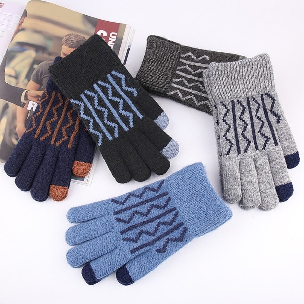 Winter Touch -lämpimät joustavat neulotut lapaset, täyssormimalli, musta