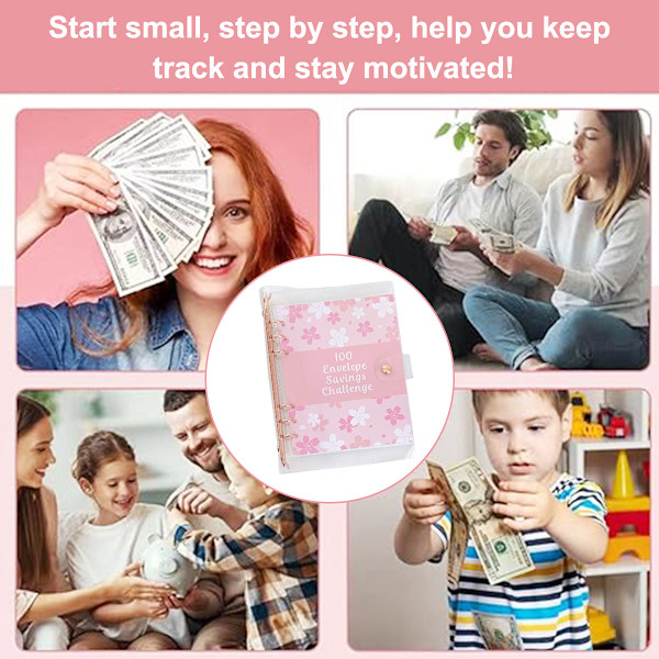 100 kuvert spara pengar utmaning pärm, spara pengar pärm med laminerad $5050 spårare ark & förnumrerade fickor