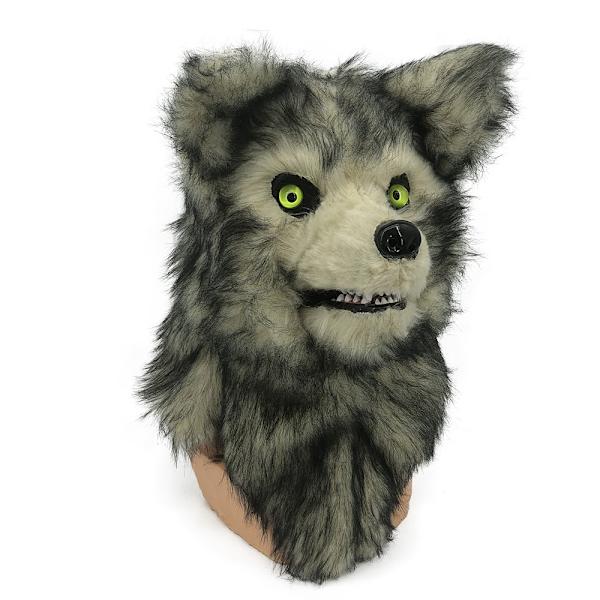 Halloween-skräck latex stoppad djurhuvudmask dansfest simulering cosplay Moving mouth wolf mask