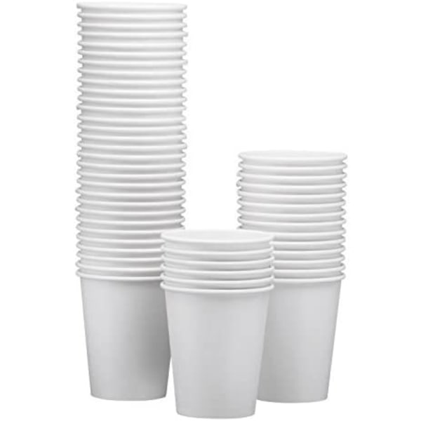 100-pakning 8 oz engangskopper i hvitt papir – varm/kald drikke CDQ