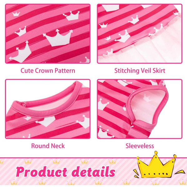 Crown Girl Koiran Mekko - Ihastuttava Vaaleanpunainen Prinsessa Koiranpentu Mekko Tutu-Setti, Pehmeä ja Hengittävä Koiran Asu Arkikäyttöön, Juhliin ja Syntymäpäiväkäyttöön (Koko M)