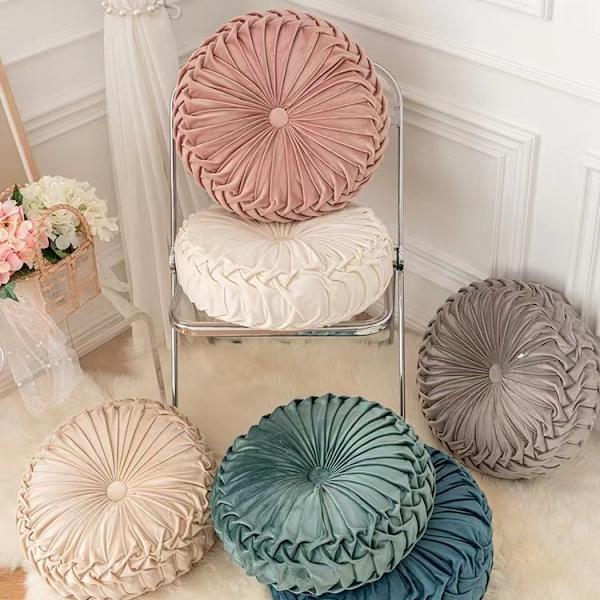 ins gresskar pute rund pute sittepute midjepute stue sofa homestay plissert hjul futon pute Red Bean Paste 41*41cm
