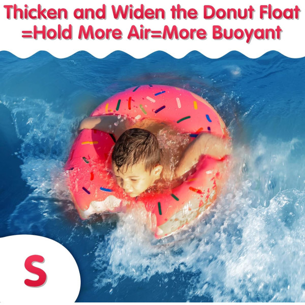 2-pakning, Donut Pool Floater Pool Donut Pool Floater Donut Oppblåsbar Donut Inner Tube Donut Pool Ring Donut Beach Pool, Rosa, Kaffe