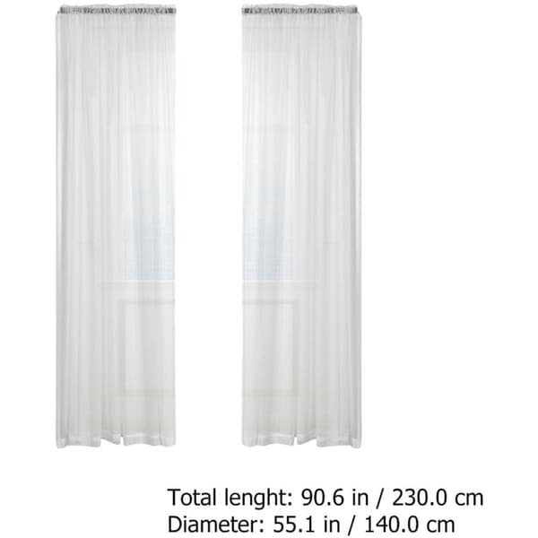 2-pakning lette, transparente gardiner, passer de fleste vinduer