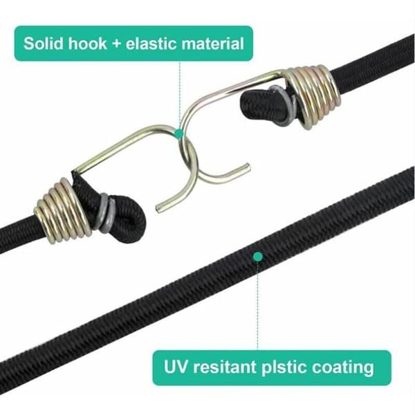 10 Sorte Elastiske Stropper med Kroge til Telt Camping Motorcykel Trailer Bagage Bil og Cykel Universal Kraftige Elastiksnore
