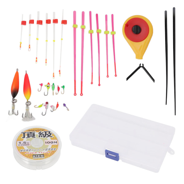 Mini isfiskeri stang hjul combo bærbar isfiskeri stang top tips svømme jig krog sæt til udendørs vinter gul