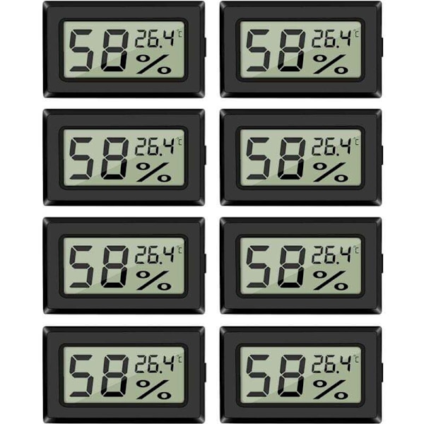8-pak Mini Digital Hygrometer Termometer med Temperatursensor til Indendørs Drivhus Bil Kontor i Celsius