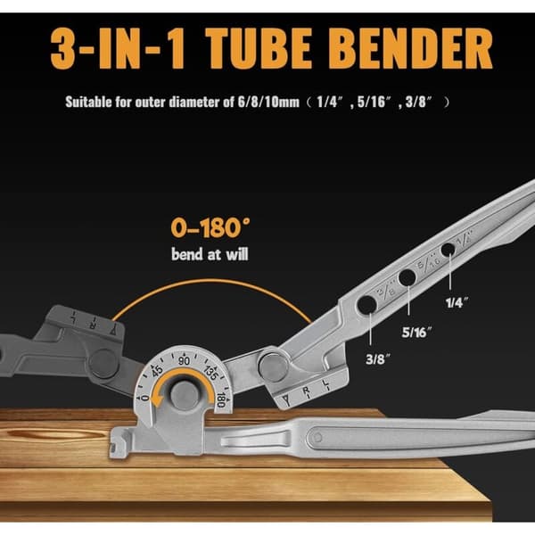 3 i 1 rørbukker 1/4'' 5/16'' 3/8'' 0-180° til kobber messing aluminium bløde metalværktøjer