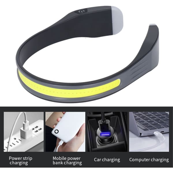 LED COB Hodelykt Oppladbar IPX4 Vanntett Hodelykt for Arbeid Jogging, DUBUNS