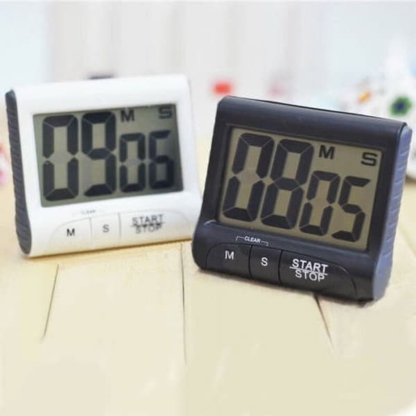 Digital LCD Kökstimer med Nedräkning, Ställbar Väckarklocka, Stor Display