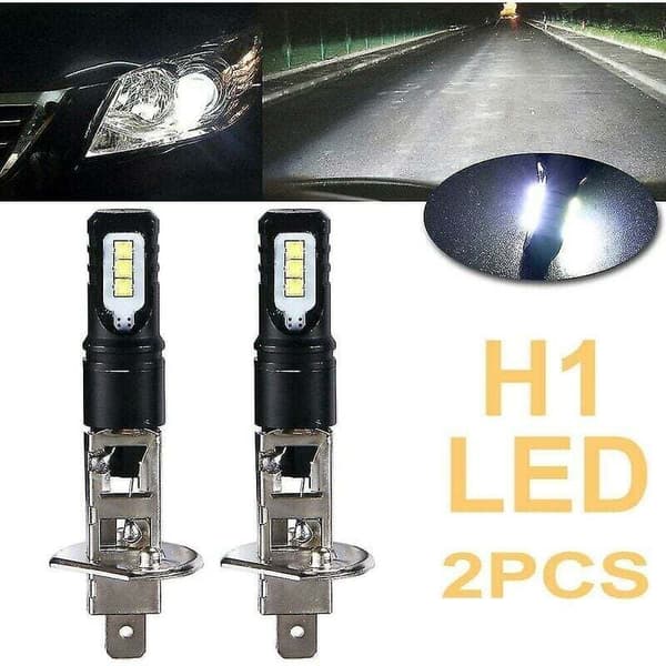 2x H1 6000k Super Ljust Vitt 6000lm DRL LED Strålkastare Kit Helljus