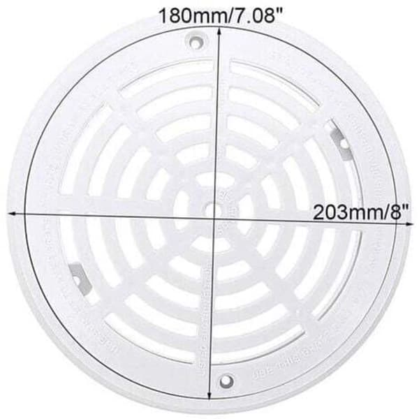 Pool Drain Galler Rund Botten 18 x 20,3 cm Vit