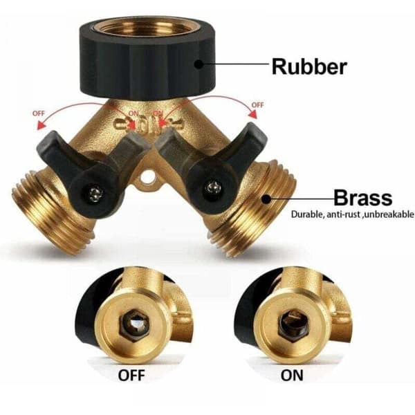 Dobbelt Y-splitter messing slangekobling til vaskemaskine, 3/4