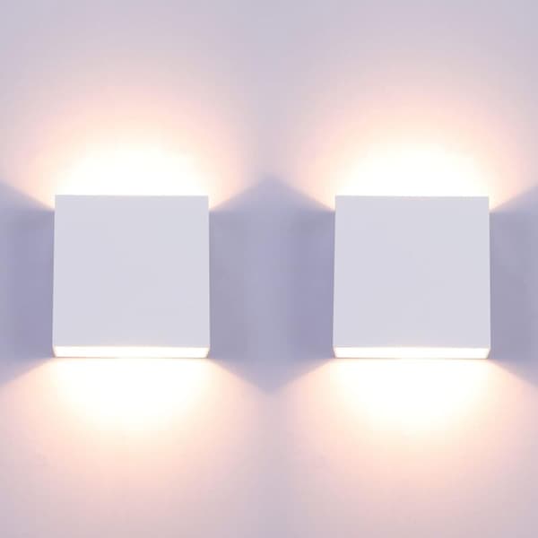 Moderna LED-vägglampor för vardagsrum sovrum hall varmvit 2st aluminium interiörbelysning kompatibel med Philips