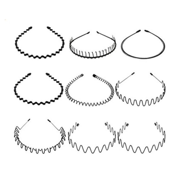 Vågformad metallhårband med zigzag-design i ett set om 9