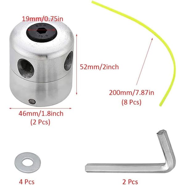 2 sett gressklipperhode tilbehør, aluminium børstekutterhode, for gressklippere, trimmere, hager, plener