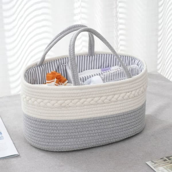 Baby Förvaringskorg Rep Skötväska GRÅ grå grey