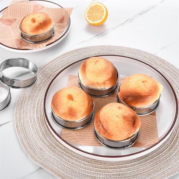 12-pack Engelska Muffinringar, 8 cm Crumpets, Rostfritt Stål Dubbelvalsade Muffinringar, Bakformar för Bakverk