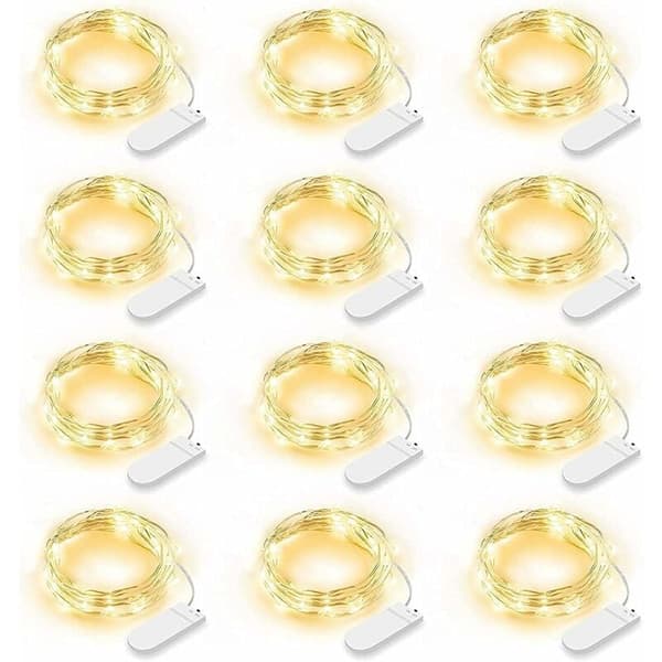 12 pakke LED fe lys 2m 20 lysdioder vanntett varm hvit