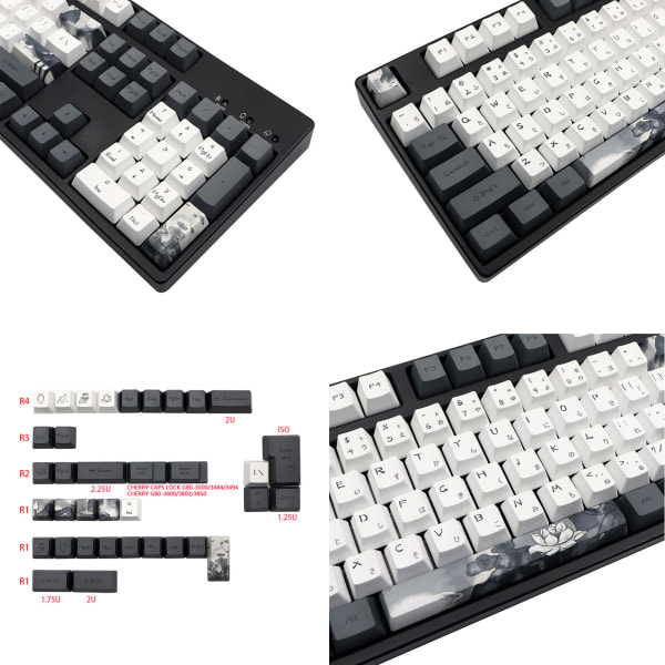 140 tangenter Blå Lotus för tangentbordsknappar Japanska PBT Dye Subbed OEM Profil Tangentbordsknappar för MX-brytare Mekaniska tangentbordstangentbord S