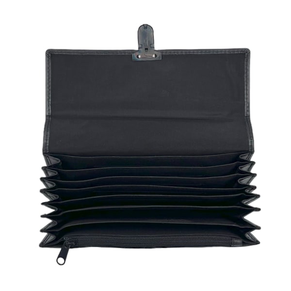 Taxilommebok med stort utbrettbart rom, skinn Svart Black one size