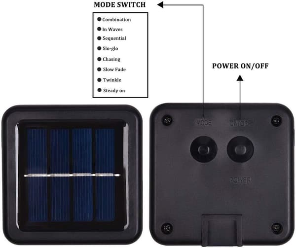 Solcellelamper, 50 søte LED-lys formet som bier, 7 m/24 fot, 8 moduser