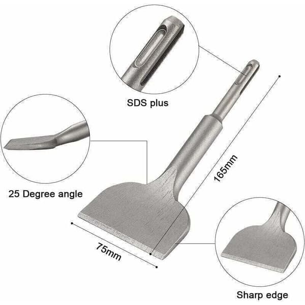 SDS Plus Flis Meisel 165mm x 75mm - Høykvalitets Buet Meisel for Keramiske Gulvfliser