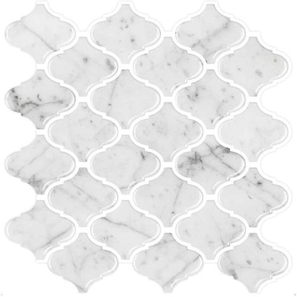 Imitation Marble Pattern Tile Sticker for Kitchen or Bathroom, Removable Backsplash 3D Wall Tile 5 Piece Series