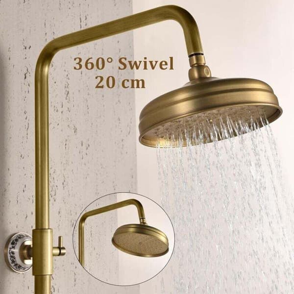 Antik Messing Rundt Brusehoved 20cm 1/2 \"