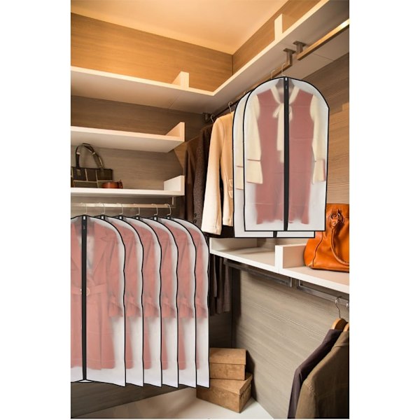 Malsäkra klädpåsar 60 x 120 cm (24' x 48') Svart sida Andningsbar Genomskinlig Klädpåse Full Dragkedja Påsar för Vinterrockar Jackor Kläder (10-pack)