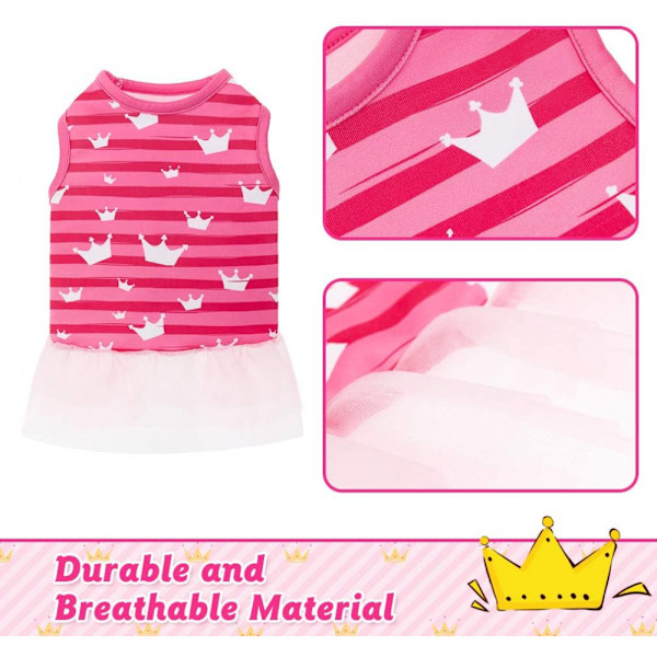 Crown Girl Koiran Mekko - Ihastuttava Vaaleanpunainen Prinsessa Koiranpentu Mekko Tutu-Setti, Pehmeä ja Hengittävä Koiran Asu Arkikäyttöön, Juhliin ja Syntymäpäiväkäyttöön (Koko M)