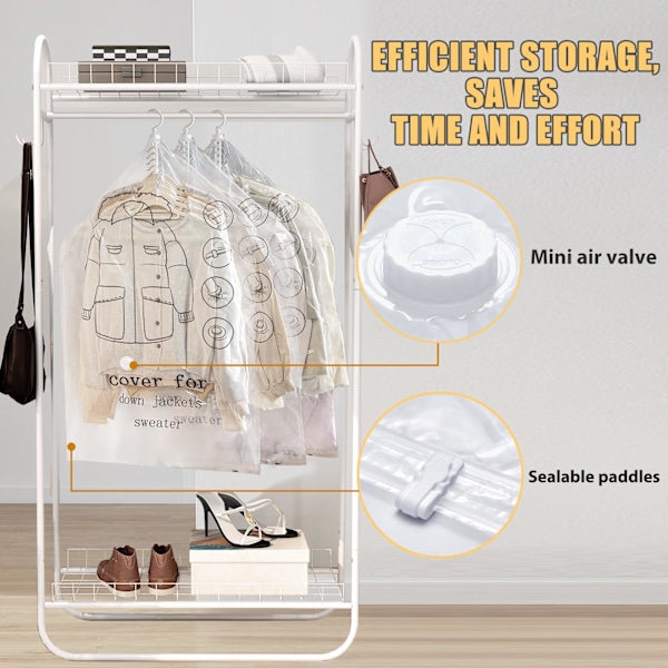 4-pack vakuumpåsar för kläder med hängare, transparenta och återanvändbara kompressionspåsar, utrymme och organisation i garderoben 1 set 1 set