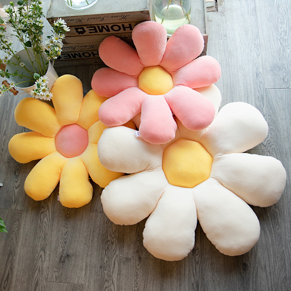 Kukkapehmuste koristeelliset heittotyynyt Kukkamainen söpö tyyny Kukka plyysi tyyny Koristeelliset tyynyt teini-ikäisille tytöille Beige + Grön 40cm