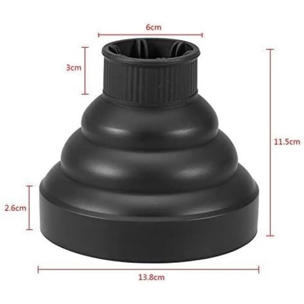 Universal Hårtørrer Diffuser Foldbar Adapter 13.8x11.5cm Sort til Professionelle Frisørværktøjer