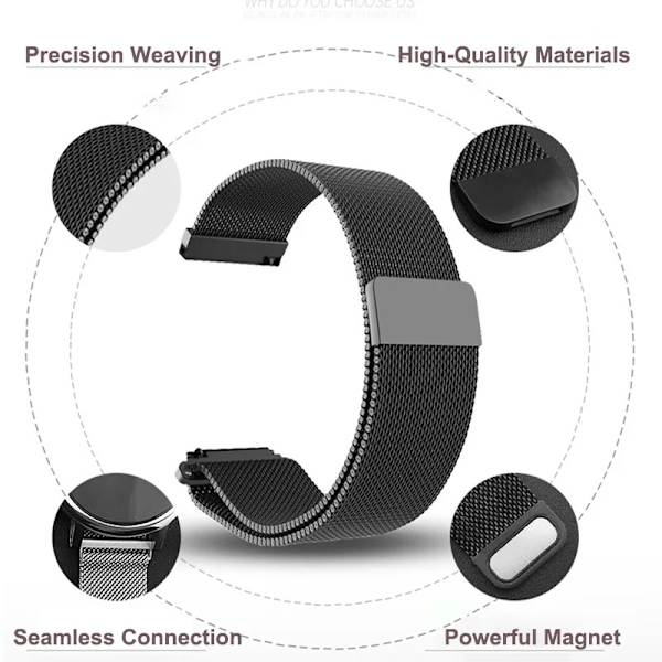 Nya 18mm 20mm 22mm armband för Garmin Venu 2S handledsband Vivoactive 3 4S 4 Forerunner 245 645 Galaxy Watch 4 Classic 42 46mm mjölkvit nylon 18mm