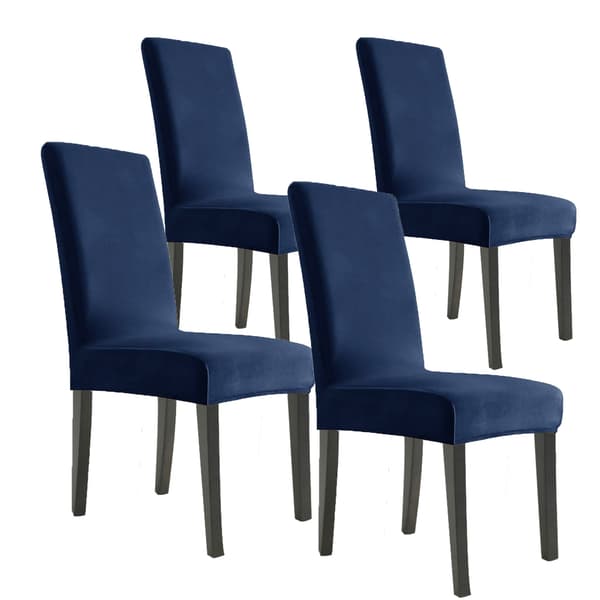Sammetsstolsöverdrag Tjockt Marinblått 4-pack Navy blue 4pack