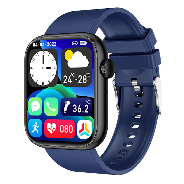 Smart Watch til mænd med pulsmåler og fitness tracker - blå-sort
