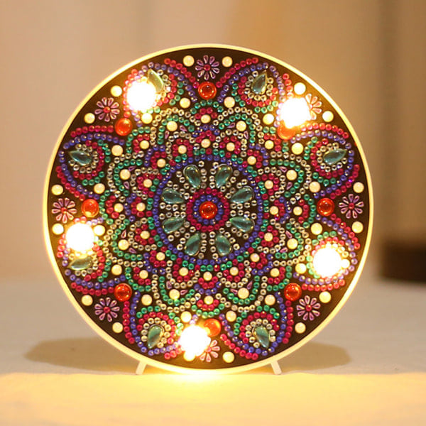 DIY Mandala Täyspora Timanttimaalaus LED-yövalaisimella DIY Askartelusarjat null - ZXD005