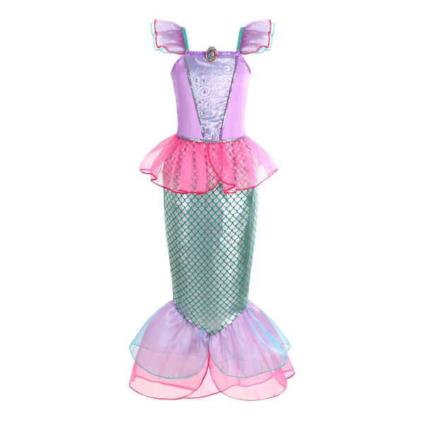 Flickans Lilla Sjöjungfrun Ariel Prinsessklänning Cosplay Kostym Barnfestföreställning Kläder AMY3 120cm