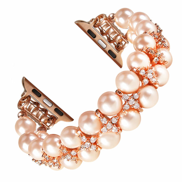 Perle Armbånd Kompatibelt med Watch Band 42/44/45/49mm iWatch Series 8/7/6/5/4/3/2/1, Kunstigt Strækbar Bling Diamant Smykkearmbånd, A