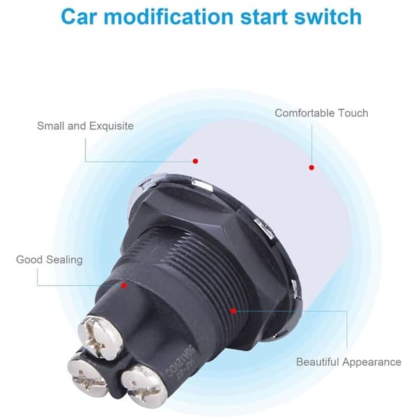 Motor Startknap Multifunktionel Trykknap DC 12V 50A Tændingsstarter til Bil (Rød)