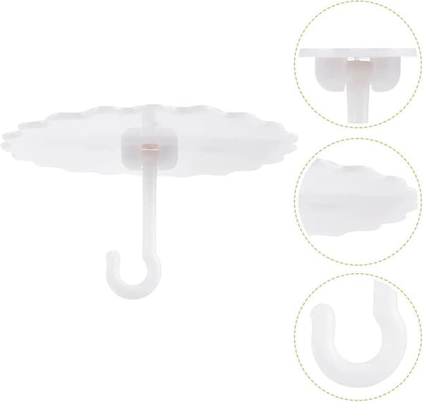 Myggenetkroge, selvklæbende ABS-plastloftkroge, ingen boring, til køkken, badeværelse og stue, sæt med 4, hvid