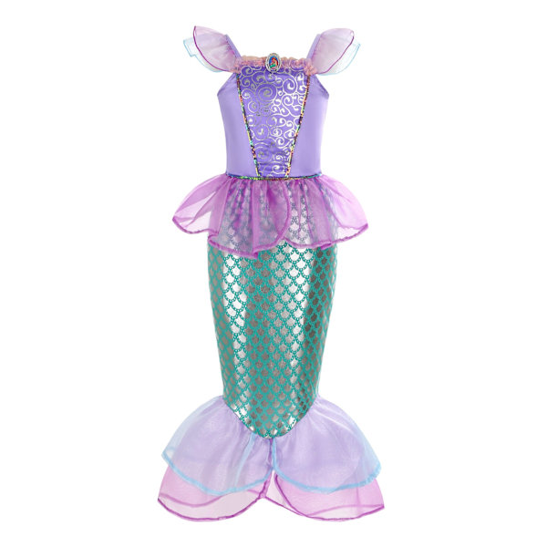 Flickans Lilla Sjöjungfrun Ariel Prinsessklänning Cosplay Kostym Barnfestföreställning Kläder AMY4 100cm