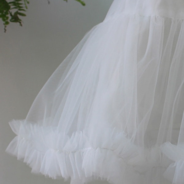 Kvinder Piger Ruffle Kort Underskørt Solid Hvid Farve Fluffy Bubble Tutu Nederdel P