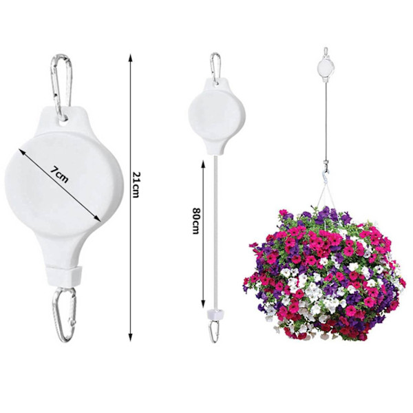 RY-2st Justerbara Hängkrokar för Blomkrukor | Hissbara Hängare vit white