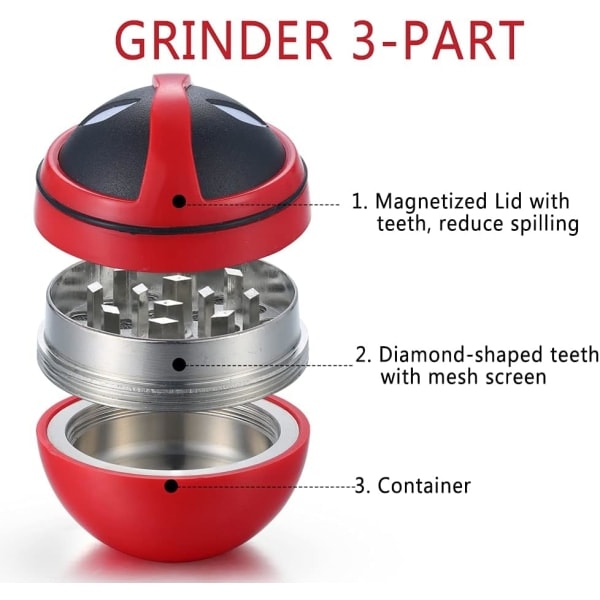 Deadpool Grinder Krydderkvern, Urtekvern med 2\" Pollenfanger, Holdbar Sink-Legering, for Urter, Pollen, Blomster, Sort Gaveeske