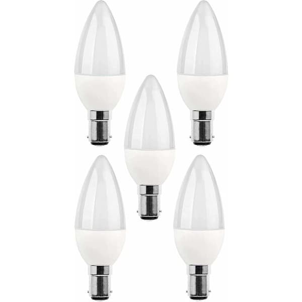 B15 LED-lamppu 5W päivänvalo 3000K 5 kpl energiatehokkuus A+.